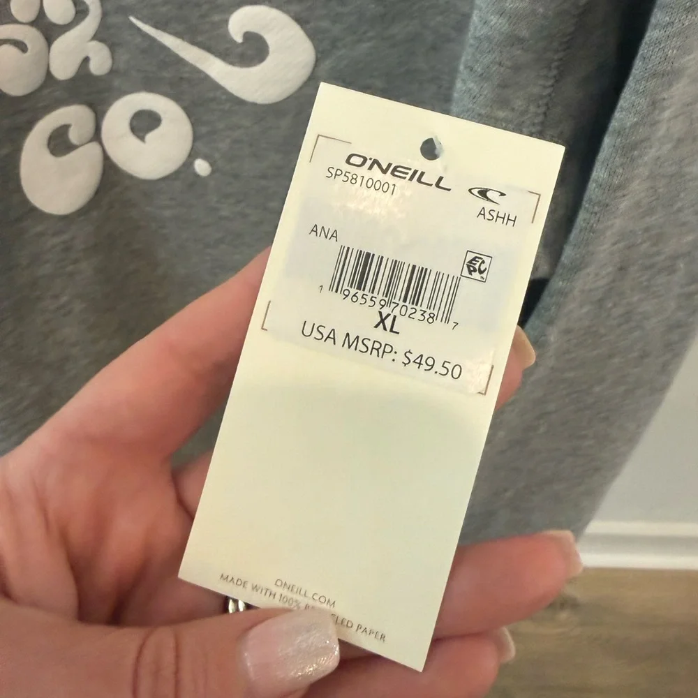 O'Neill Light Gray Girls Logo Sweatshirt NWT XL